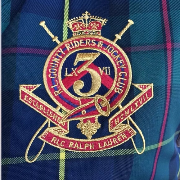 RALPH LAUREN Reversible Tartan Plaid Crest Equestrian Silk Picture S NEW! RARE!! - Picture 2 of 12